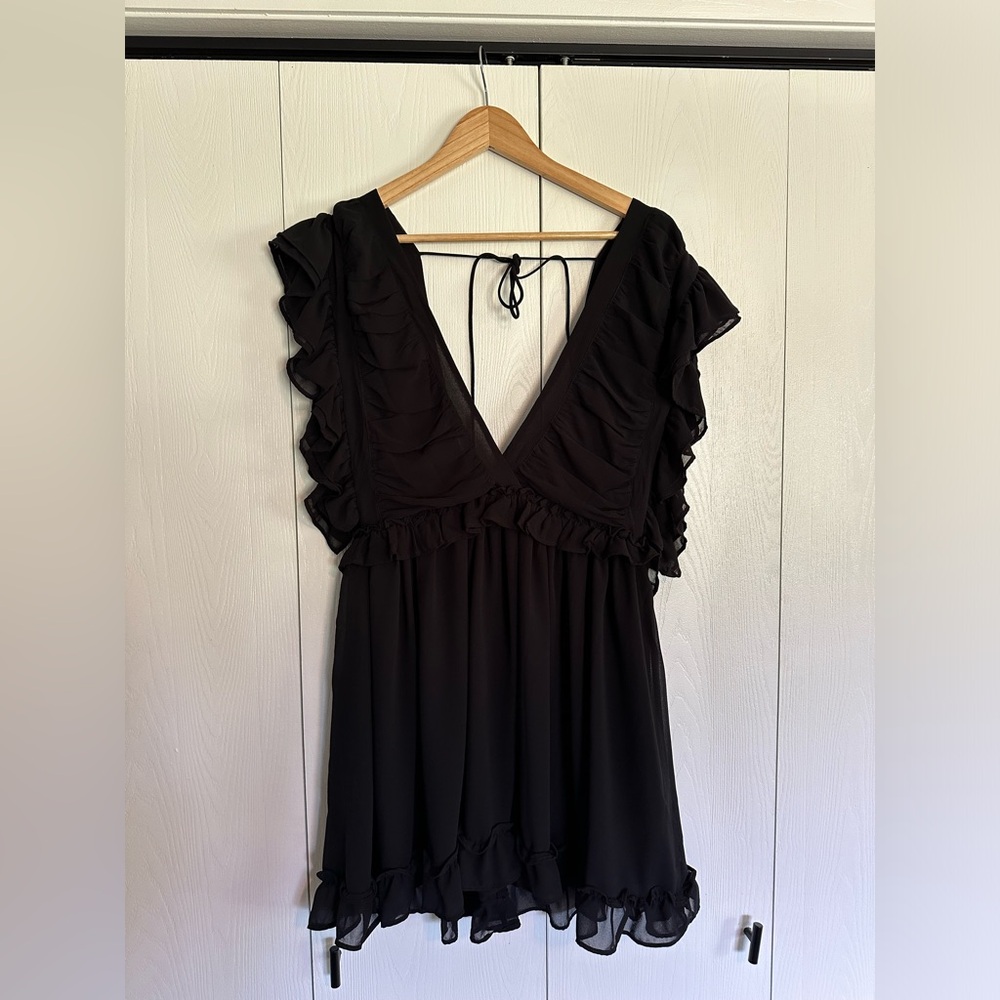 NWT Boutique Black Mini Ruffle Dress